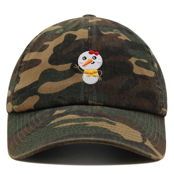 Snowman Premium Dad Hat Embroidered Baseball Cap Winter Snow