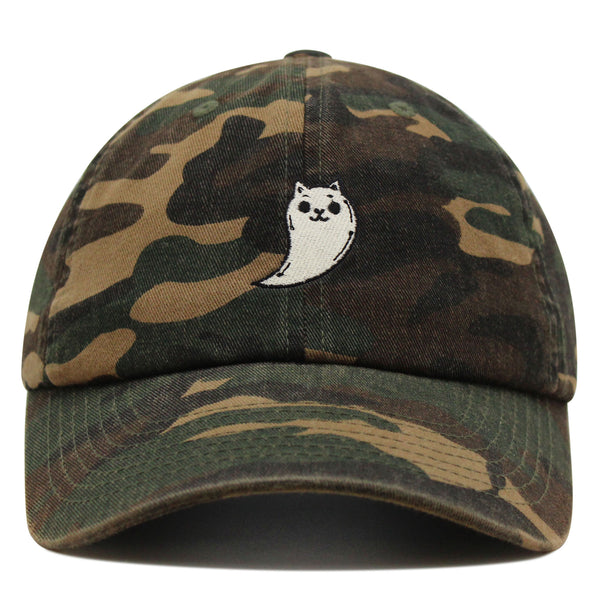 Ghost Cat  Premium Dad Hat Embroidered Baseball Cap Cute