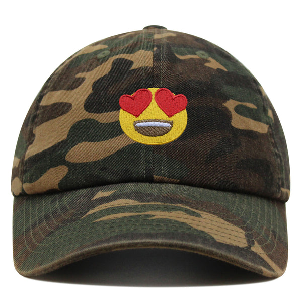 Heart Eyes Emoji Premium Dad Hat Embroidered Baseball Cap Romantic Love