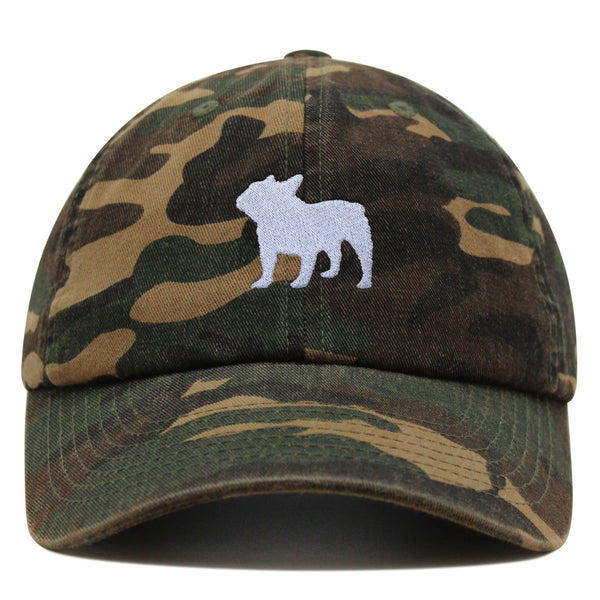 French Bulldog Silhouette Premium Dad Hat Embroidered Cotton Baseball Cap Outline