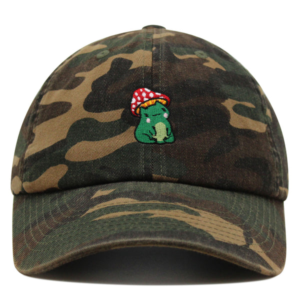 Cute Frog Mushroom Premium Dad Hat Embroidered Cotton Baseball Cap Cute Froggy