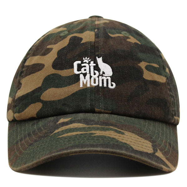 Cat Mom Premium Dad Hat Embroidered Cotton Baseball Cap Silhouette