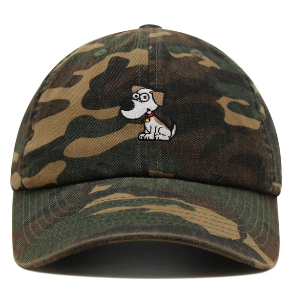 Dog with Red Collar Premium Dad Hat Embroidered Cotton Baseball Cap Cartoon Puppy