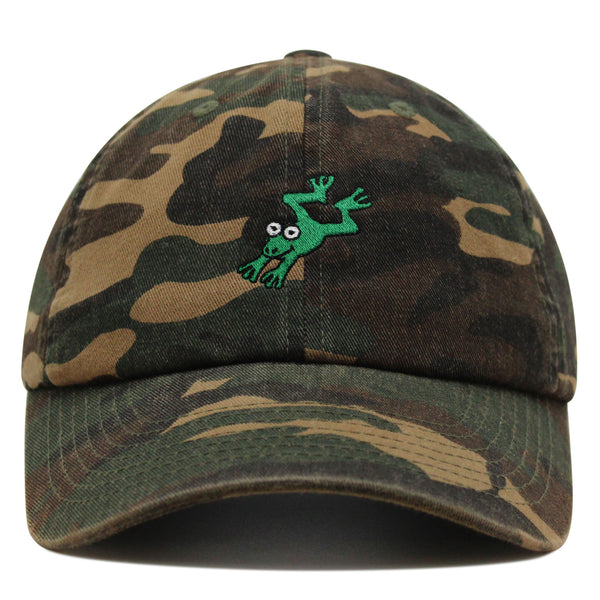 Frog Jumping Premium Dad Hat Embroidered Cotton Baseball Cap Funny Cute