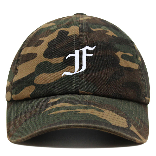 Old English Letter F Premium Dad Hat Embroidered Cotton Baseball Cap English Alphabet