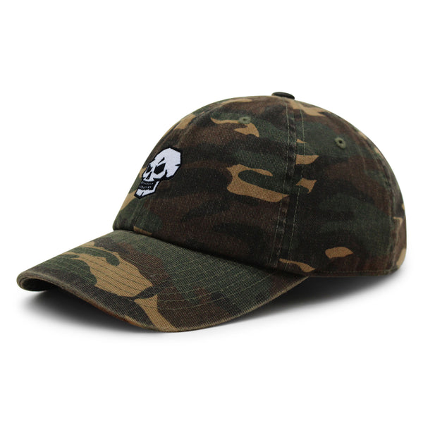 Skull Side View Premium Dad Hat Embroidered Baseball Cap Grunge