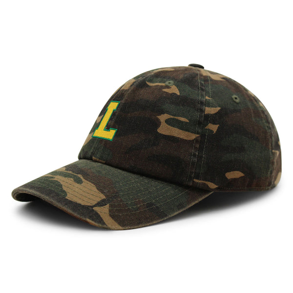 Initial L College Letter Premium Dad Hat Embroidered Cotton Baseball Cap Yellow Alphabet