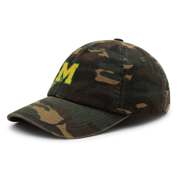 Initial M College Letter Premium Dad Hat Embroidered Cotton Baseball Cap Yellow Alphabet