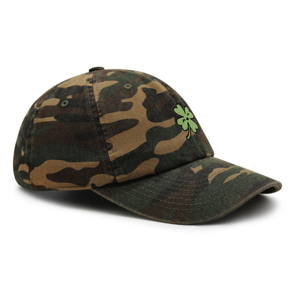 Clover Premium Dad Hat Embroidered Baseball Cap Lucky Flower