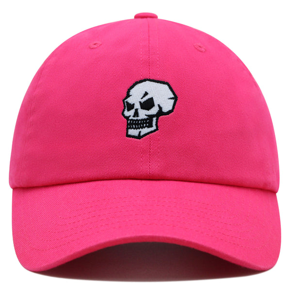 Skull Side View Premium Dad Hat Embroidered Baseball Cap Grunge