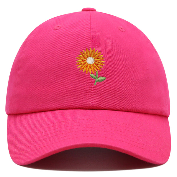 Orange Flower Premium Dad Hat Embroidered Baseball Cap Floral