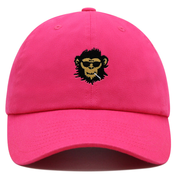 Smoking Monkey Premium Dad Hat Embroidered Baseball Cap Wild Animal Funny