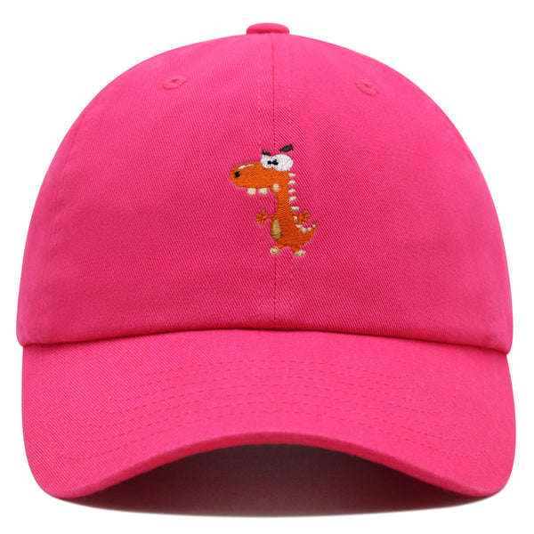 Funny Orange Dinosaur Premium Dad Hat Embroidered Baseball Cap  Funny Dino