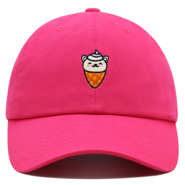 Ice Cream Cat Premium Dad Hat Embroidered Baseball Cap Ice Cream Foodie