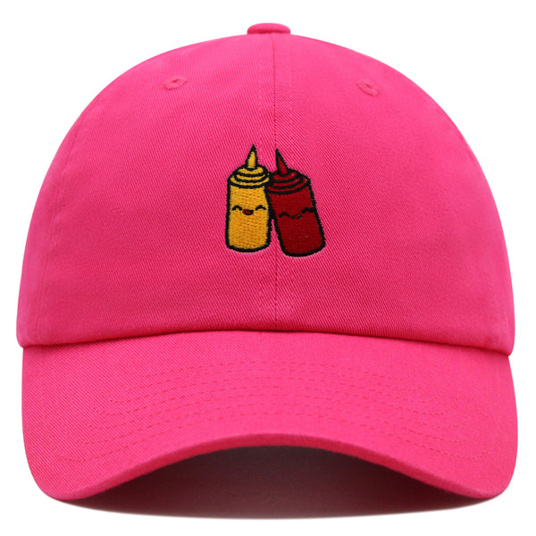 Ketchup and Mustard Premium Dad Hat Embroidered Baseball Cap Foodie Sauces Ketchut Mustard