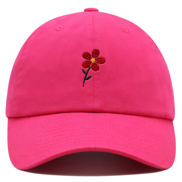 Red Flower Premium Dad Hat Embroidered Baseball Cap Floral