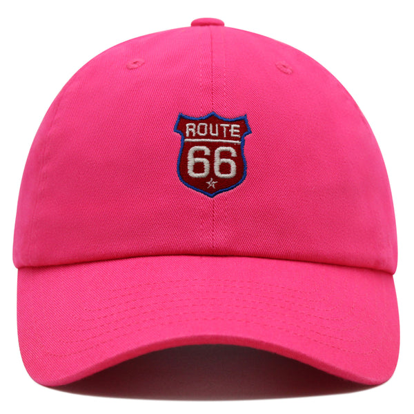 Route 66 Premium Dad Hat Embroidered Baseball Cap Roadtrip Highway 66