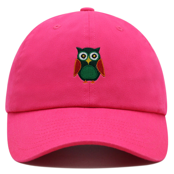 Owl Premium Dad Hat Embroidered Baseball Cap Bird Green