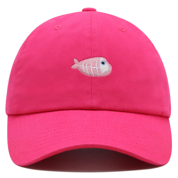 Fishbone Premium Dad Hat Embroidered Baseball Cap Pink Bone