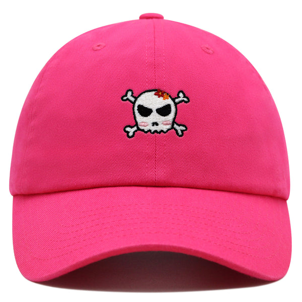 Skull Premium Dad Hat Embroidered Baseball Cap Ribbon Girly