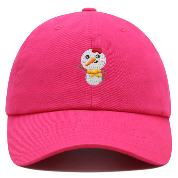 Snowman Premium Dad Hat Embroidered Baseball Cap Winter Snow