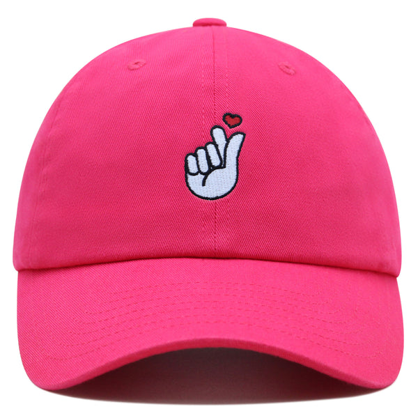 Kpop Finger Heart Premium Dad Hat Embroidered Baseball Cap Korean Heart Finger