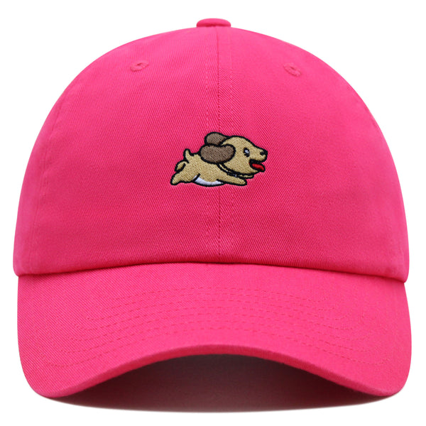 Cute Dog Running Premium Dad Hat Embroidered Cotton Baseball Cap Puppy Run