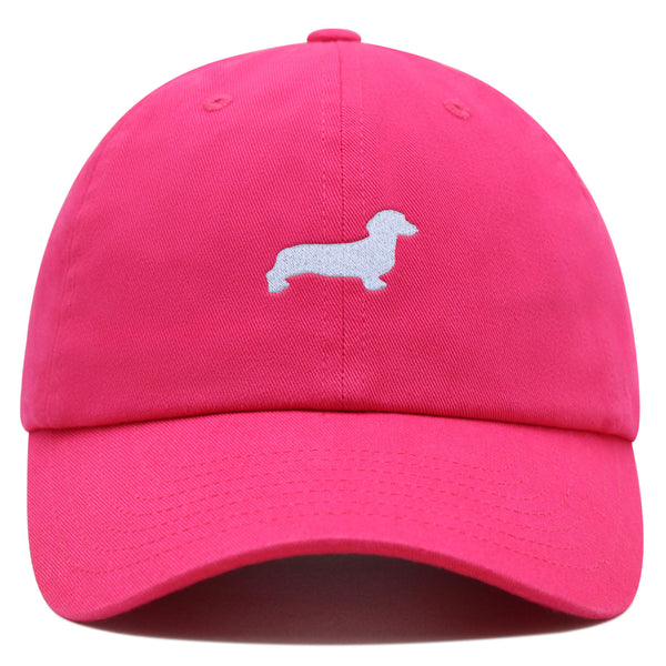 Dachshund Silhouette Premium Dad Hat Embroidered Cotton Baseball Cap Outline