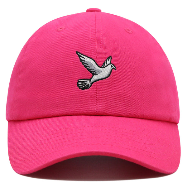 Flying White Dove Premium Dad Hat Embroidered Cotton Baseball Cap White Piegon