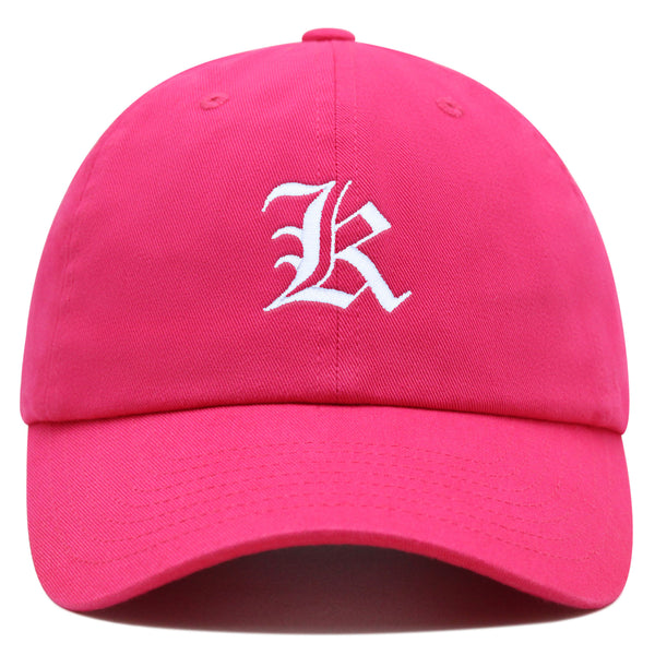 Old English Letter K Premium Dad Hat Embroidered Cotton Baseball Cap English Alphabet