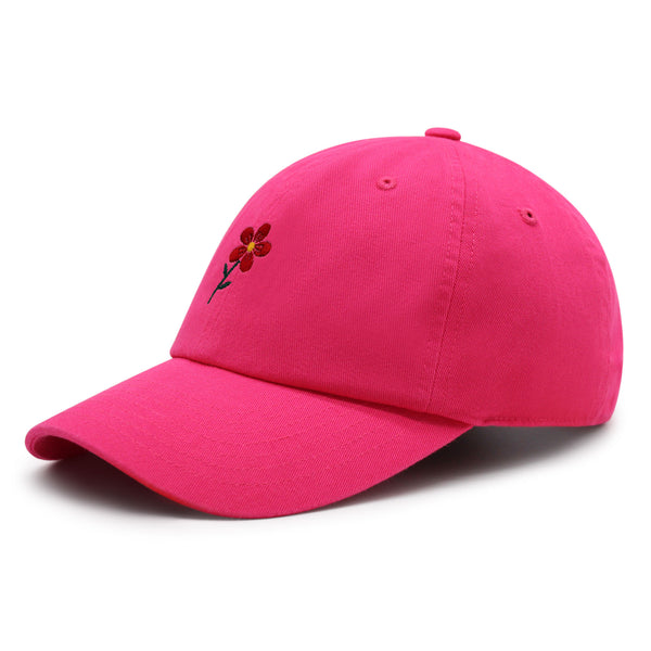 Red Flower Premium Dad Hat Embroidered Baseball Cap Floral