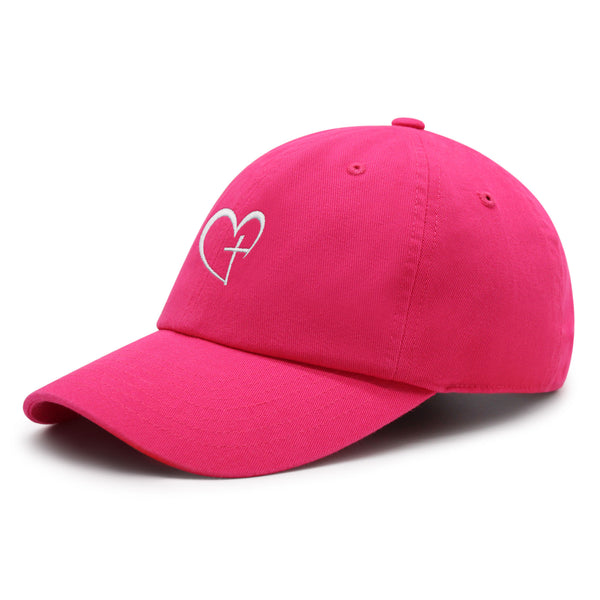Heart and Cross Premium Dad Hat Embroidered Cotton Baseball Cap Christian Faith
