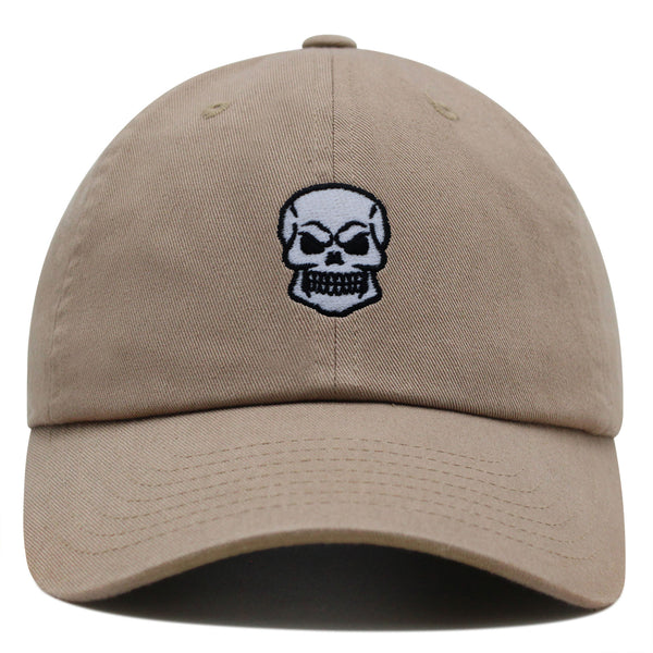 Skull Front View Premium Dad Hat Embroidered Baseball Cap Grunge