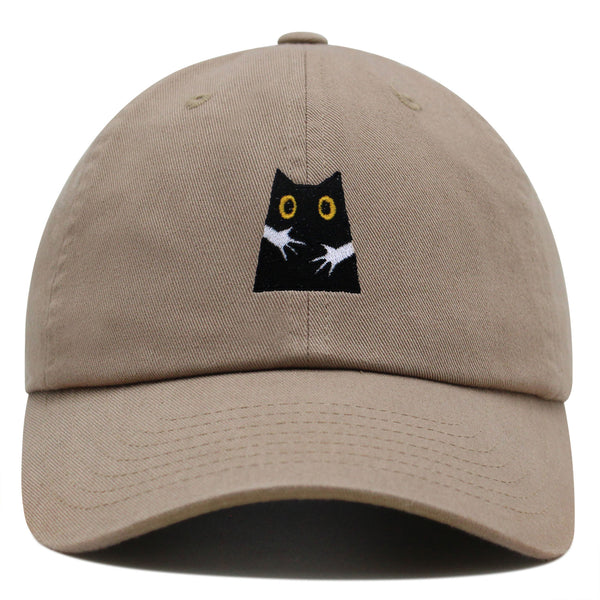 Hugs Premium Dad Hat Embroidered Baseball Cap Black Cat Mom