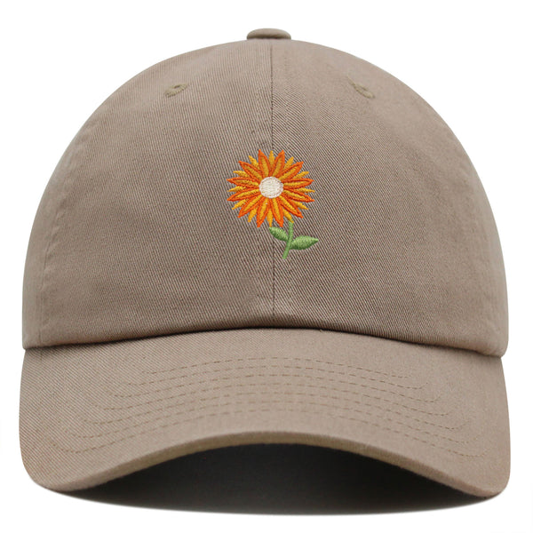 Orange Flower Premium Dad Hat Embroidered Baseball Cap Floral