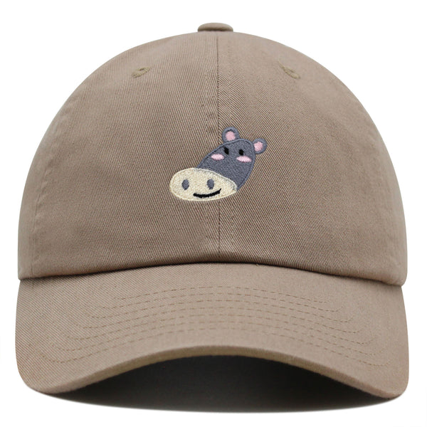 Cute Hippo Face Premium Dad Hat Embroidered Baseball Cap Zoo Hippopotamus