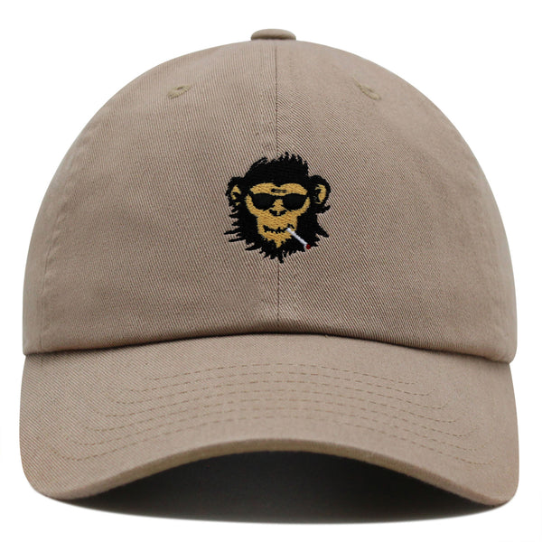 Smoking Monkey Premium Dad Hat Embroidered Baseball Cap Wild Animal Funny