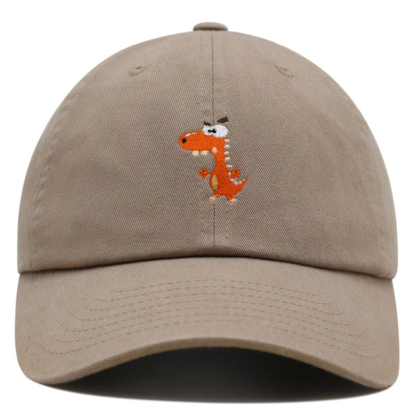 Funny Orange Dinosaur Premium Dad Hat Embroidered Baseball Cap  Funny Dino