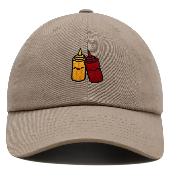 Ketchup and Mustard Premium Dad Hat Embroidered Baseball Cap Foodie Sauces Ketchut Mustard