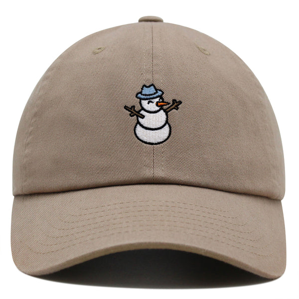 Snowman Premium Dad Hat Embroidered Baseball Cap Winter Snow