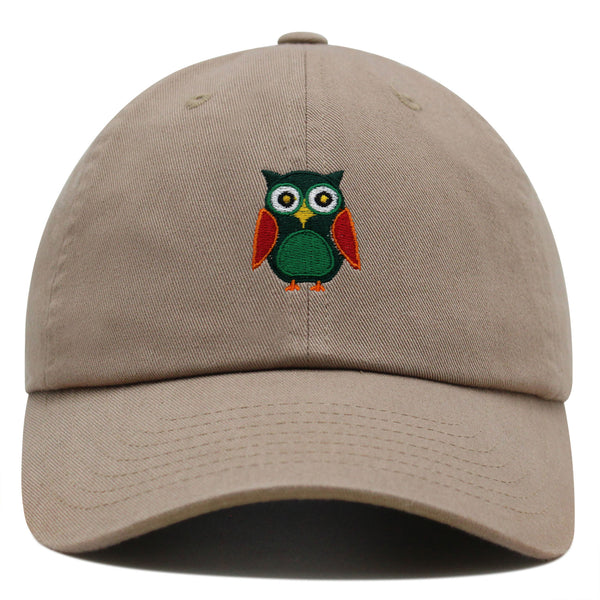 Owl Premium Dad Hat Embroidered Baseball Cap Bird Green