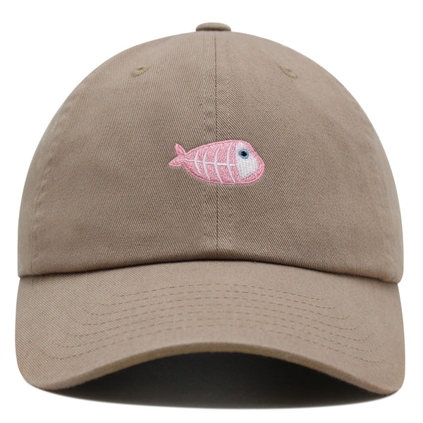 Fishbone Premium Dad Hat Embroidered Baseball Cap Pink Bone