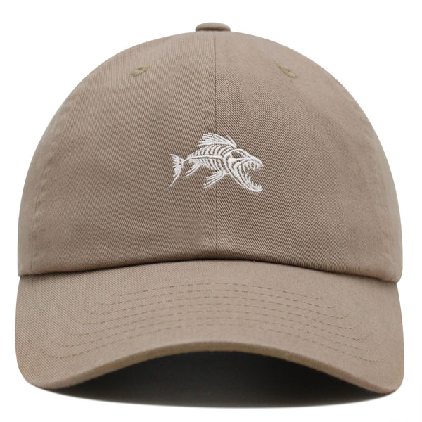 Fish Skeleton Premium Dad Hat Embroidered Baseball Cap Fish Bone