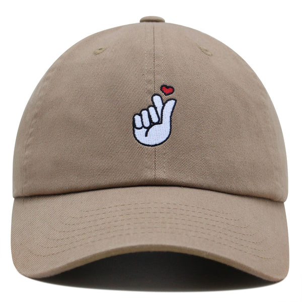 Kpop Finger Heart Premium Dad Hat Embroidered Baseball Cap Korean Heart Finger