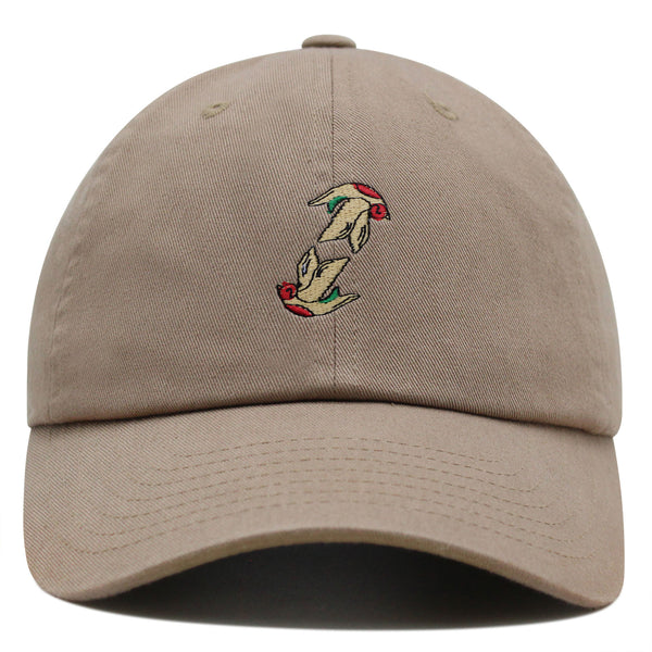 Two Birds Premium Dad Hat Embroidered Cotton Baseball Cap Flying Bird