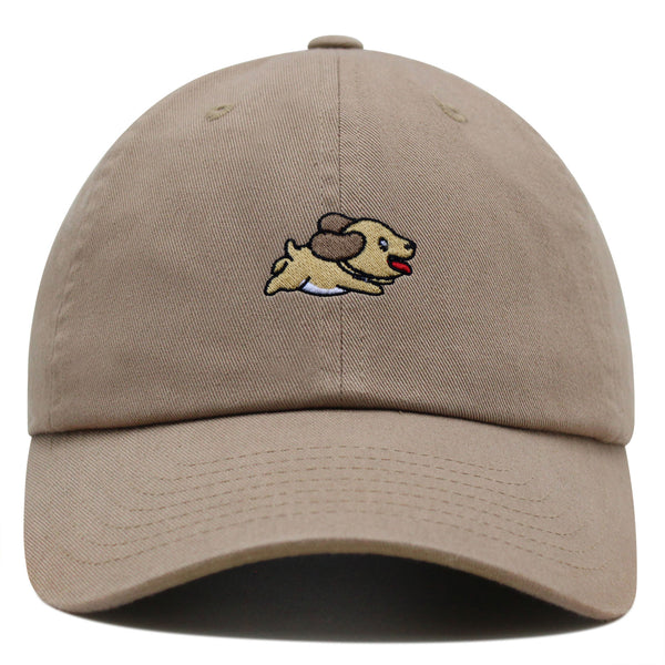 Cute Dog Running Premium Dad Hat Embroidered Cotton Baseball Cap Puppy Run