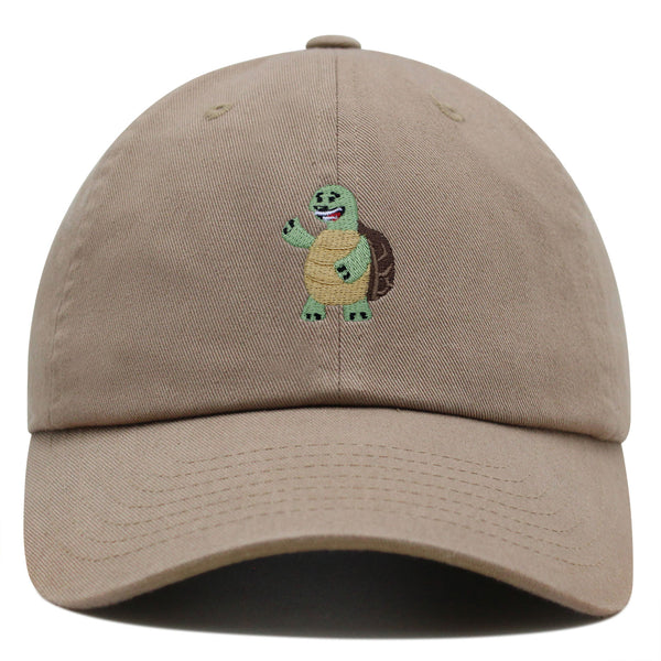 Turtle Hi! Premium Dad Hat Embroidered Cotton Baseball Cap Turtle Standing Up