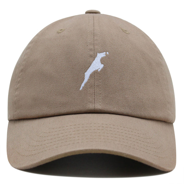 Jumping Dog Silhouette Premium Dad Hat Embroidered Cotton Baseball Cap Outline