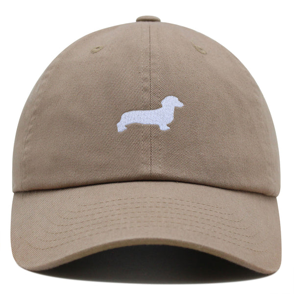 Dachshund Silhouette Premium Dad Hat Embroidered Cotton Baseball Cap Outline