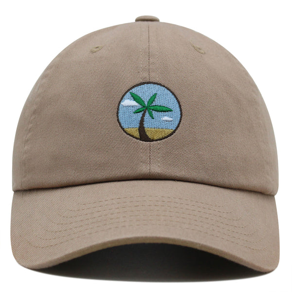 Oasis Palm Tree Premium Dad Hat Embroidered Cotton Baseball Cap